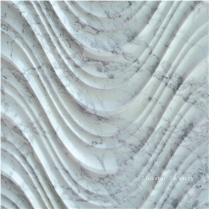 Decorative 3d Wavy Carrara White Stone Feature Wall Panel