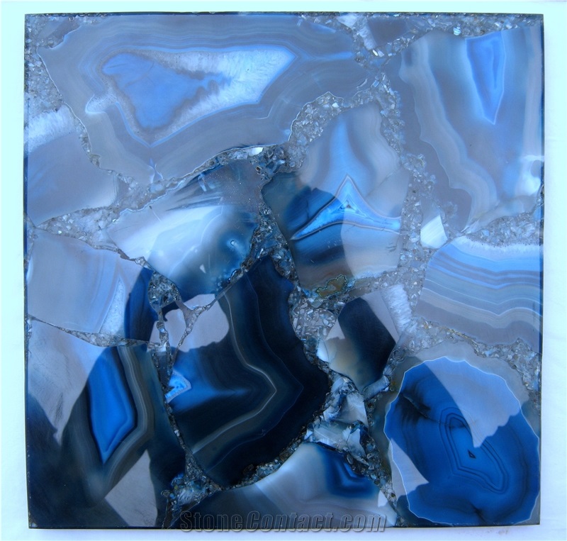 Blue Agate Semi Precious Slab