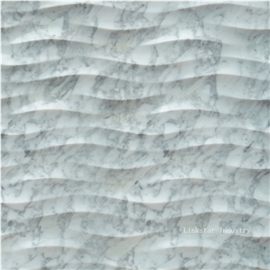 3D wavy natural white carrara stone feature wall art cladding tile