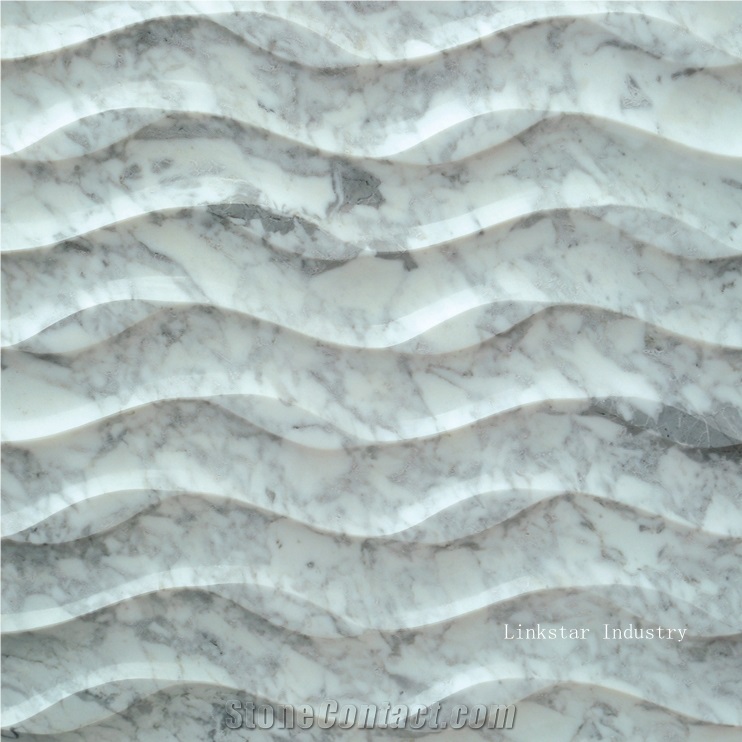 Natural White Carrara 3D Stone Cladding Wall Panel