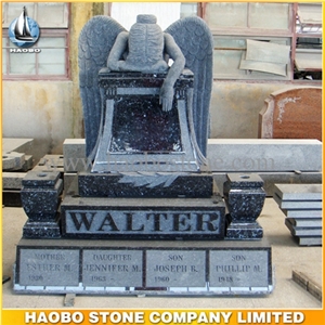 Blue Pearl Granite Weeping Angel Tombstone