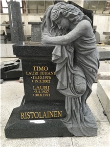 China Haobo Stone Factory 2015 New Special Design Angel Carving Tombstone & Monuments,China Black Granite Headstone Western Style