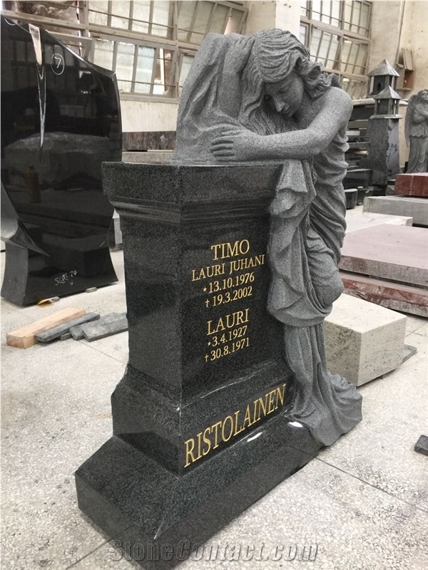 China Haobo Stone Factory 2015 New Special Design Angel Carving Tombstone & Monuments,China Black Granite Headstone Western Style