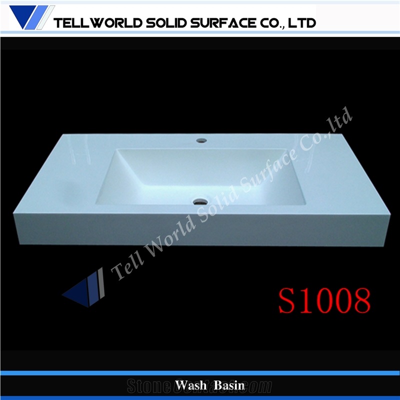Acrylic sinks and wash basins, white acrylic made 