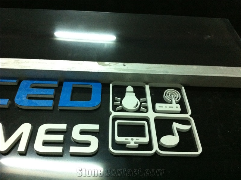 black artificial stone reception desk modern design, solid surface tabletops