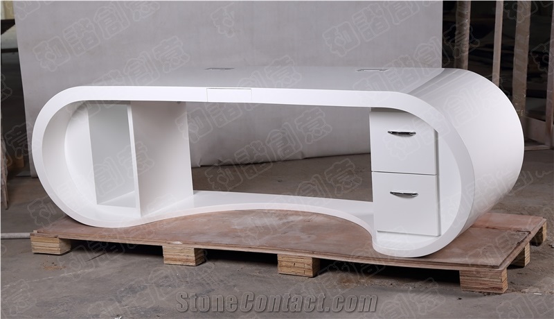 China Natural Stone White Elegant Office Executive Office Desk