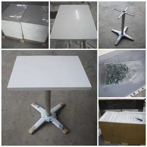 Crystal white small size iron leg dining table, restaurant dining furniture Crystal white small size iron leg dining table, restaurant dining furniture
