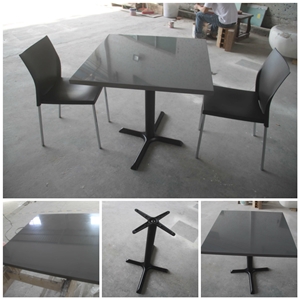 Crystal white small size iron leg dining table, restaurant dining furniture