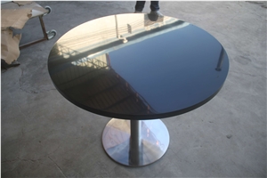 Factory Directly Granite Round Dining Tables With Stainless Steel base