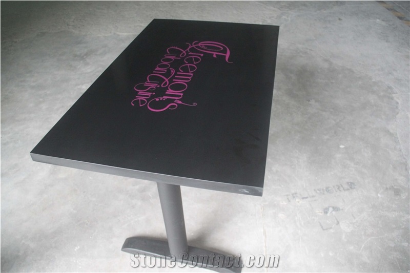 Quartz Stone Black Restaurant Dining Table/Coffee Shop Table Sets