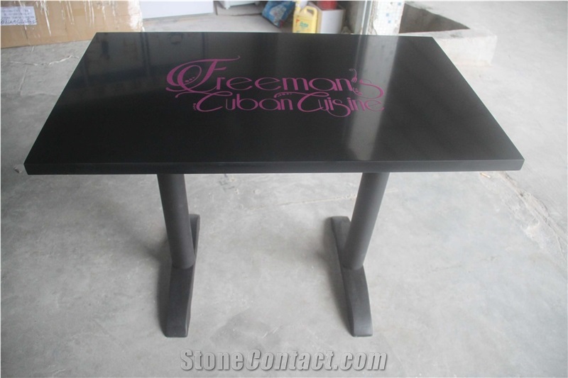 Quartz Stone Black Restaurant Dining Table/Coffee Shop Table Sets