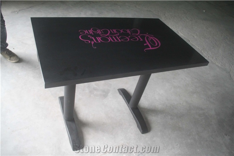 Quartz Stone Black Restaurant Dining Table/Coffee Shop Table Sets