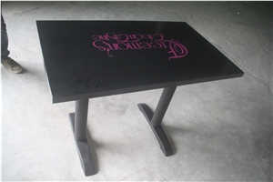Quartz Stone Black Restaurant Dining Table/Coffee Shop Table Sets