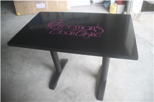 Quartz Stone Black Restaurant Dining Table/Coffee Shop Table Sets