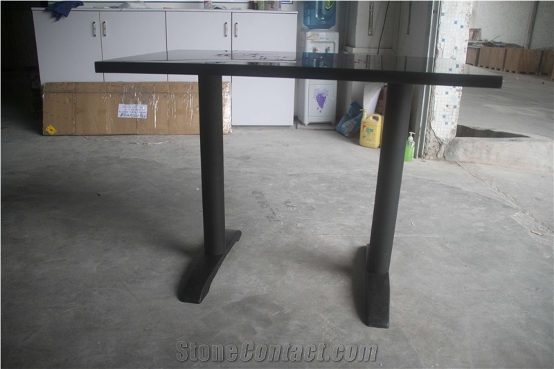 Quartz Stone Black Restaurant Dining Table/Coffee Shop Table Sets