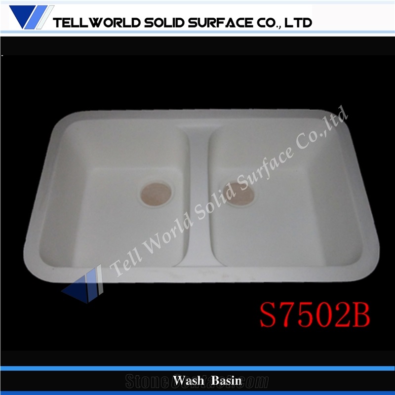 Quartz Stone Supply Free Design Artificial Marble Stone Acrylic Solid Surface Wash Basin Double Sinks