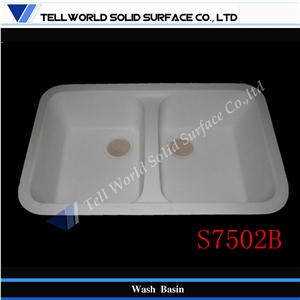 Quartz Stone Supply Free Design Artificial Marble Stone Acrylic Solid Surface Wash Basin Double Sinks