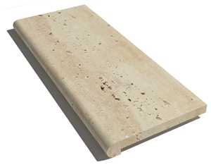 Classic Light Travertine Coping 610x250x30 Mm, Prof. F4, Sandblasted