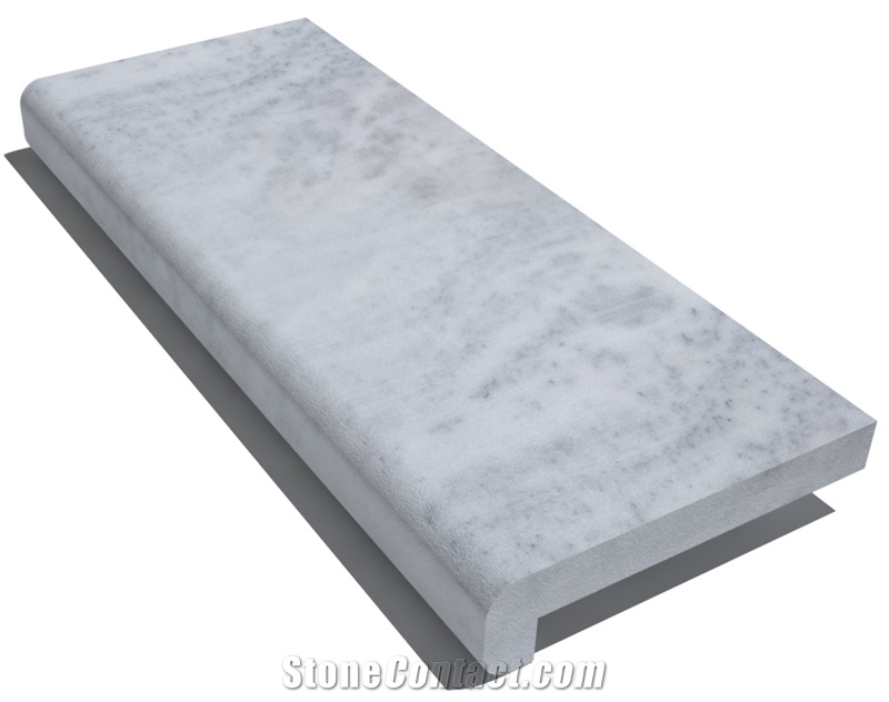 Kavala White Marble Coping 610x250x30 Mm, Prof. F6, Sandblasted