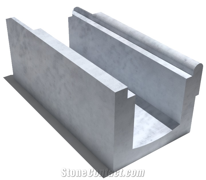 Kavala White Marble Pool Channel 300x240x200 Mm, Prof. Ch1, Sandblasted