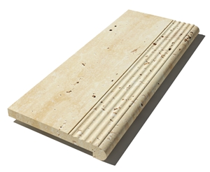 Turkey Beige Travertine Coping 610x250x30 Mm, Prof. E4, Sandblasted Turkey Beige Travertine Coping 610x250x30 Mm, Prof. E4, Sandblasted