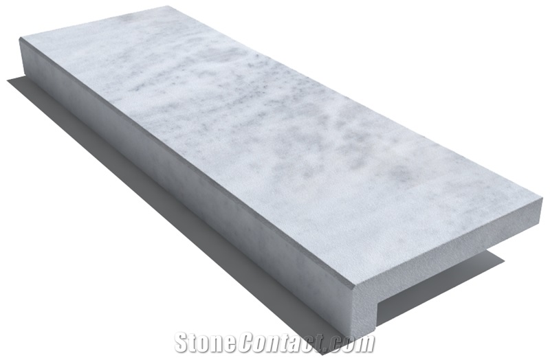 White Kavala Marble Coping 610x250x30 Mm, Prof. B6, Sandblasted