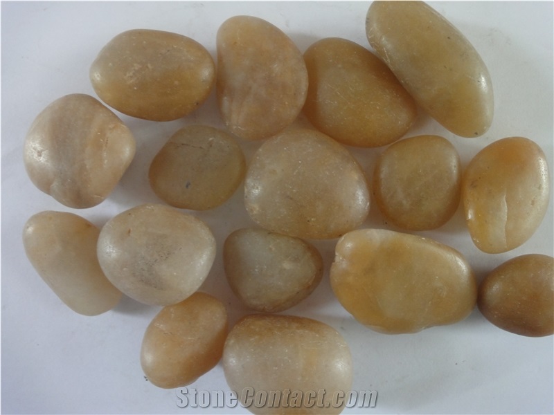 Yellow Polished Pebbles,Beige Color Pebble Stone, Landscaping Stone