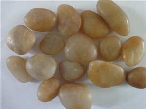 Yellow Polished Pebbles,Beige Color Pebble Stone, Landscaping Stone