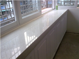 Beige Galaxy Quartz Stone Engineered Stone Kitchen Countertops Solid Surface