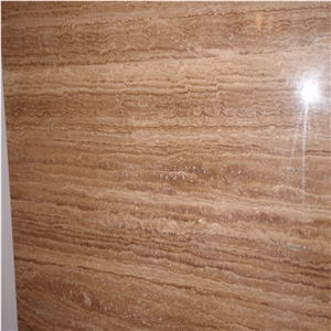 Polished Vein Cut Coffee Brown Travertine Tiles