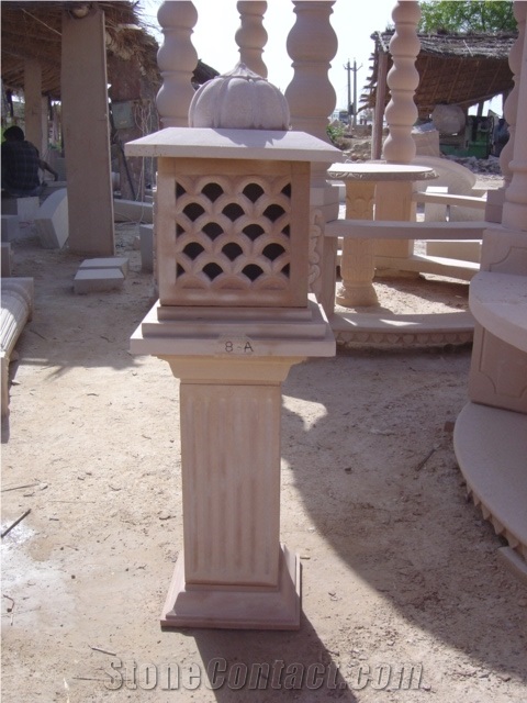 Beige Limestone Lanterns and Mailboxes