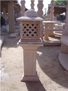 Beige Limestone Lanterns and Mailboxes