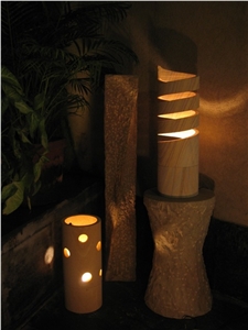 Beige Limestone Lanterns and Mailboxes