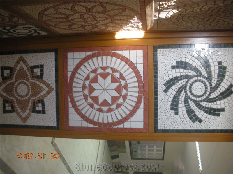 Marble Mosaic Medallion, Waterjet Inlay Works