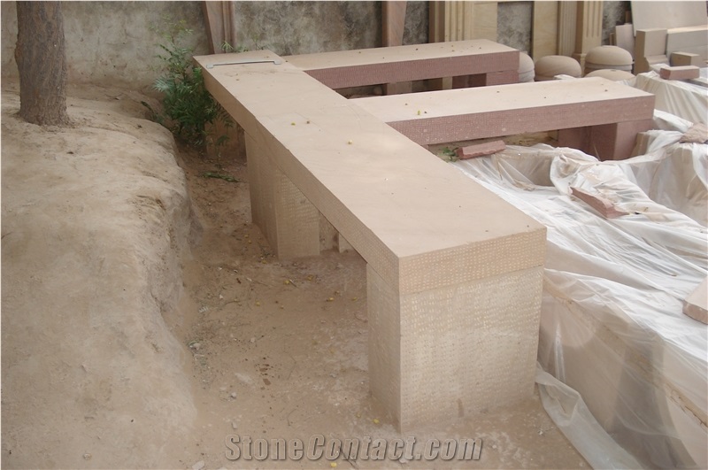 Mint Sandstone Benches & Tables, Beige Sandstone Benches India