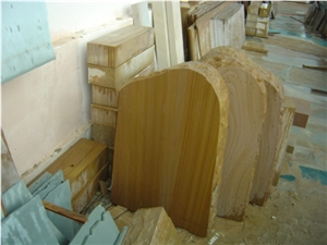Monuments & Tombstone,Teak Wood Sandstone Headstone