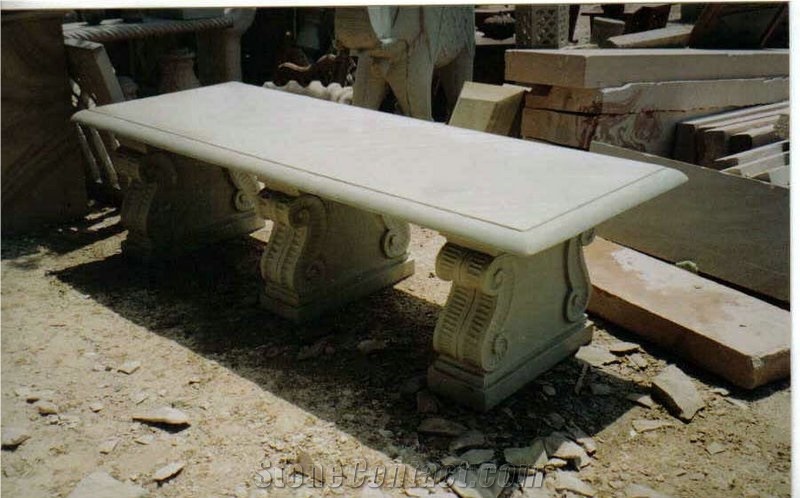 Sandstone Bench and Flower Holders