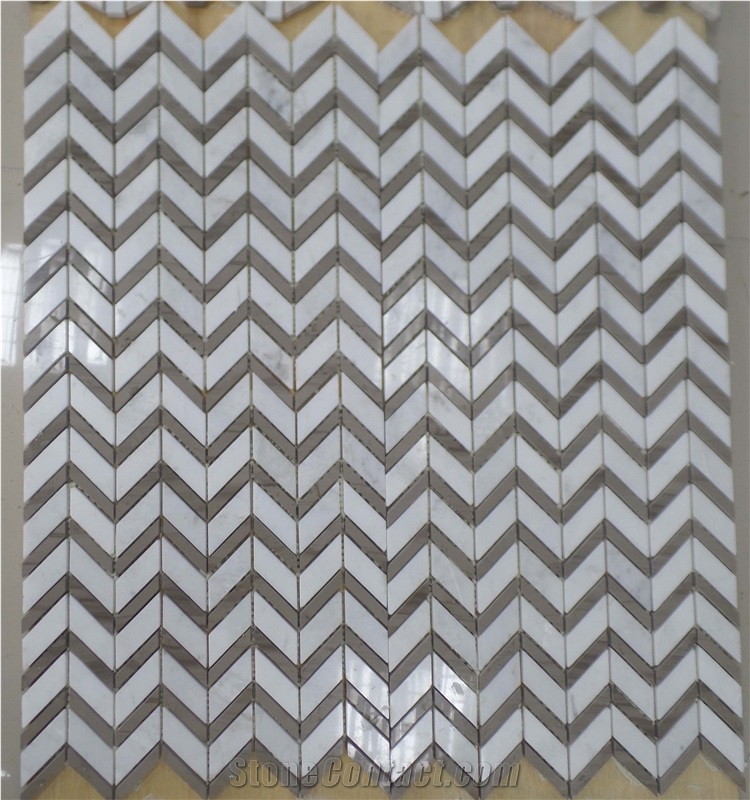 Herringbone Mosaic,Athen Grey,Eastern White Marble Mosaic