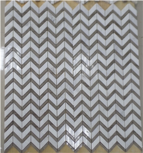 Herringbone Mosaic,Athen Grey,Eastern White Marble Mosaic Herringbone Mosaic,Athen Grey,Eastern White Marble Mosaic