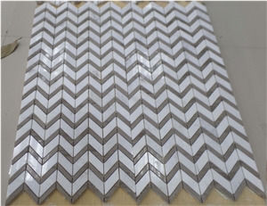 Herringbone Mosaic,Athen Grey,Eastern White Marble Mosaic