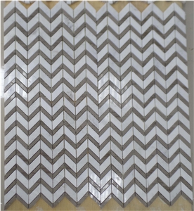 Herringbone Mosaic,Athen Grey,Eastern White Marble Mosaic