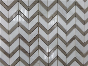 Herringbone Mosaic,Athen Grey,Eastern White Marble Mosaic