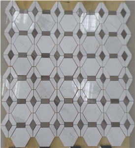 New Design Marble Mosaic Pattern (Athen Grey+Snow White)