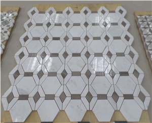 New Design Marble Mosaic Pattern (Athen Grey+Snow White)