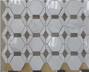 New Design Marble Mosaic Pattern (Athen Grey+Snow White)