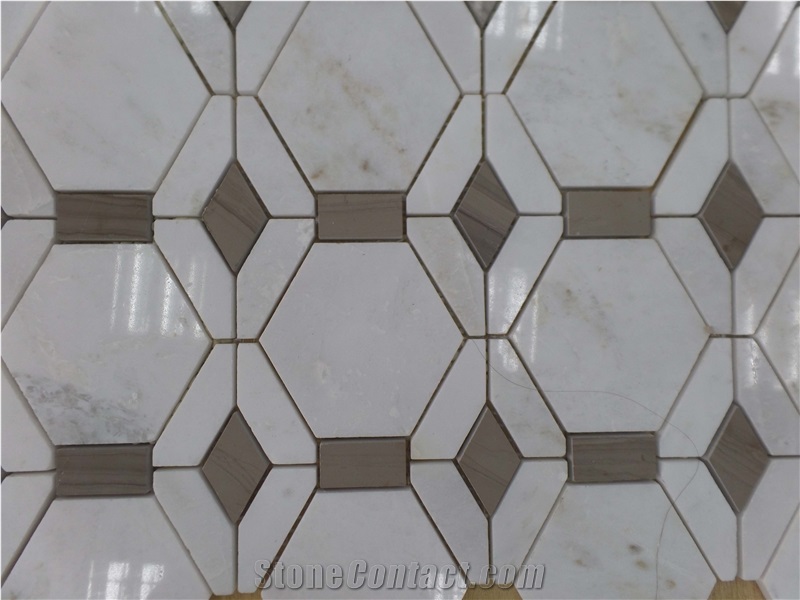 New Design Marble Mosaic Pattern (Athen Grey+Snow White)