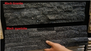 Black Granite Culture Stone, Wall Panel, Ledge Stone Veneer, Stacked Stone for Wall Cladding 60x15cm Retangle