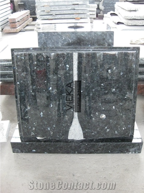 Blue Pearl Granite Book Shape Grave Marker