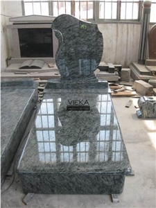 Olive Green Granite Tombstone & Monument,Green Granite Monument Vert Olive,Verde Olive,Verde Maritaca-Oliva,Namaqualand Green