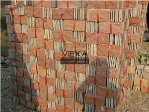 Pink Quartzite Mushroom Stone Wall Cladding